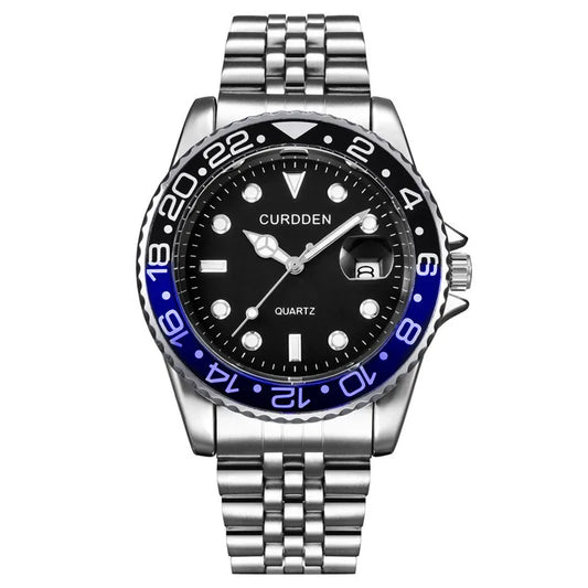 Homens marca original relógios ouro moda banda de aço completo simples data quartzo vintage relógio de pulso prata montre homme reloj hombre