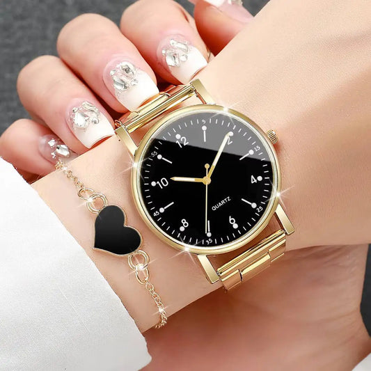 2/4 pçs moda árabe dial relógios femininos simples quaretz relógio de pulso com pulseiras conjunto reloj mujer (sem caixa)