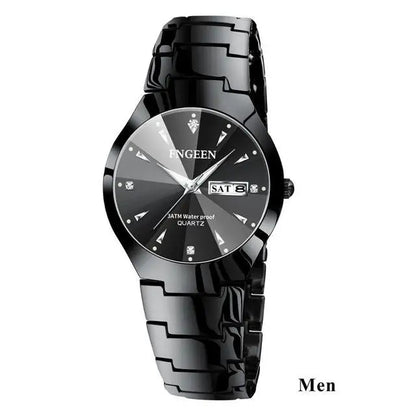 FNGEEN-Relógio de pulso de quartzo feminino e masculino, Aço inoxidável, Impermeável, Luxo, Amantes, Casal, Feminino, 5808, 2023