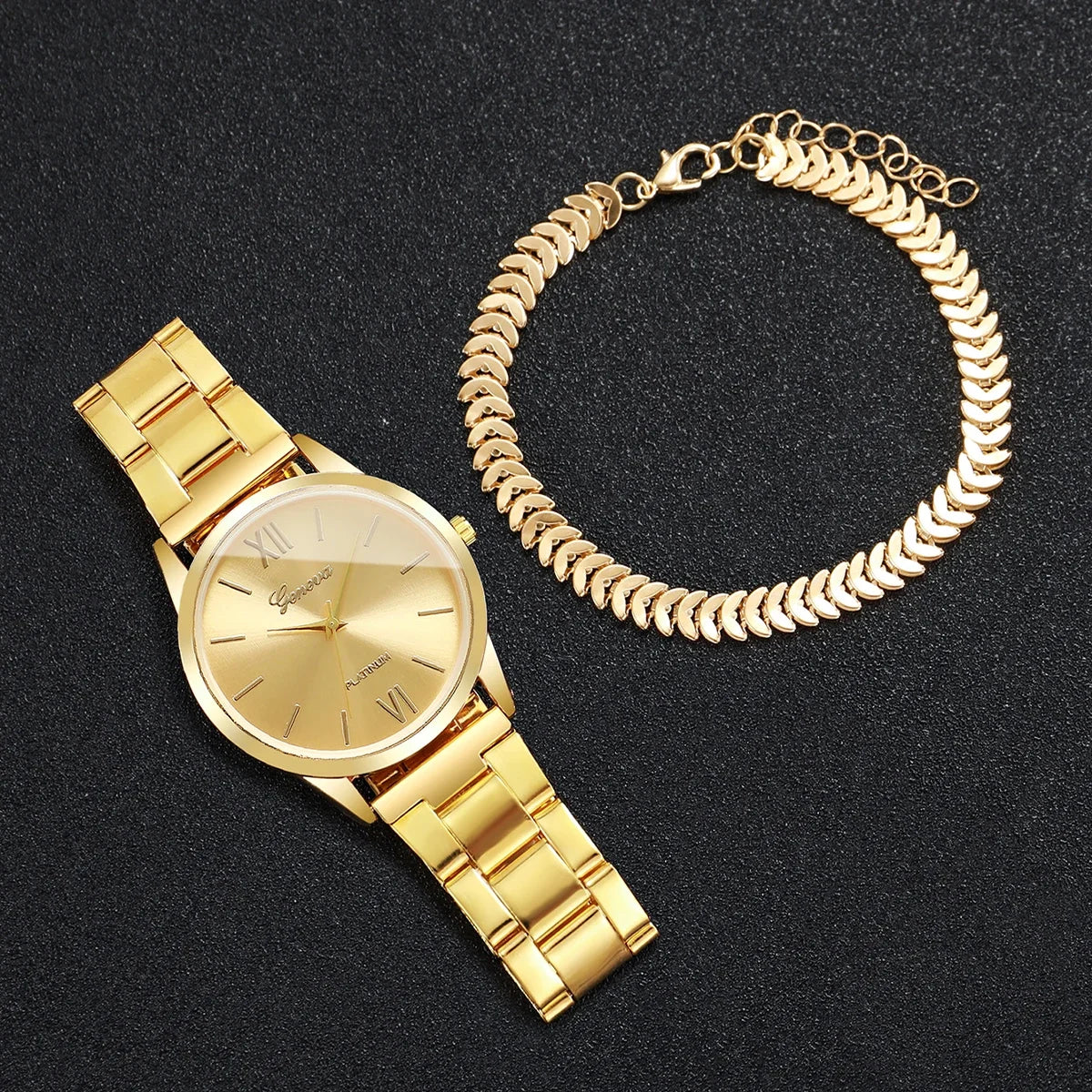 2 pçs/set luxo feminino relógios de quartzo moda roma dial senhoras relógio de pulso pulseira conjunto reloj mujer (sem caixa)