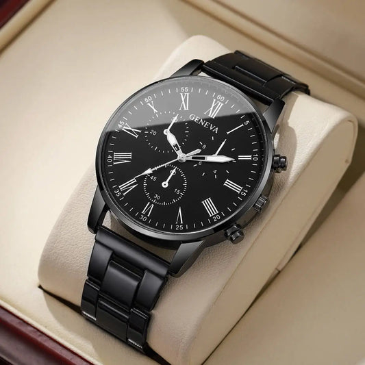 Moda masculina relógios de negócios luxo preto relógio de quartzo para homem relógio relogio masculino reloj hombre (sem caixa)