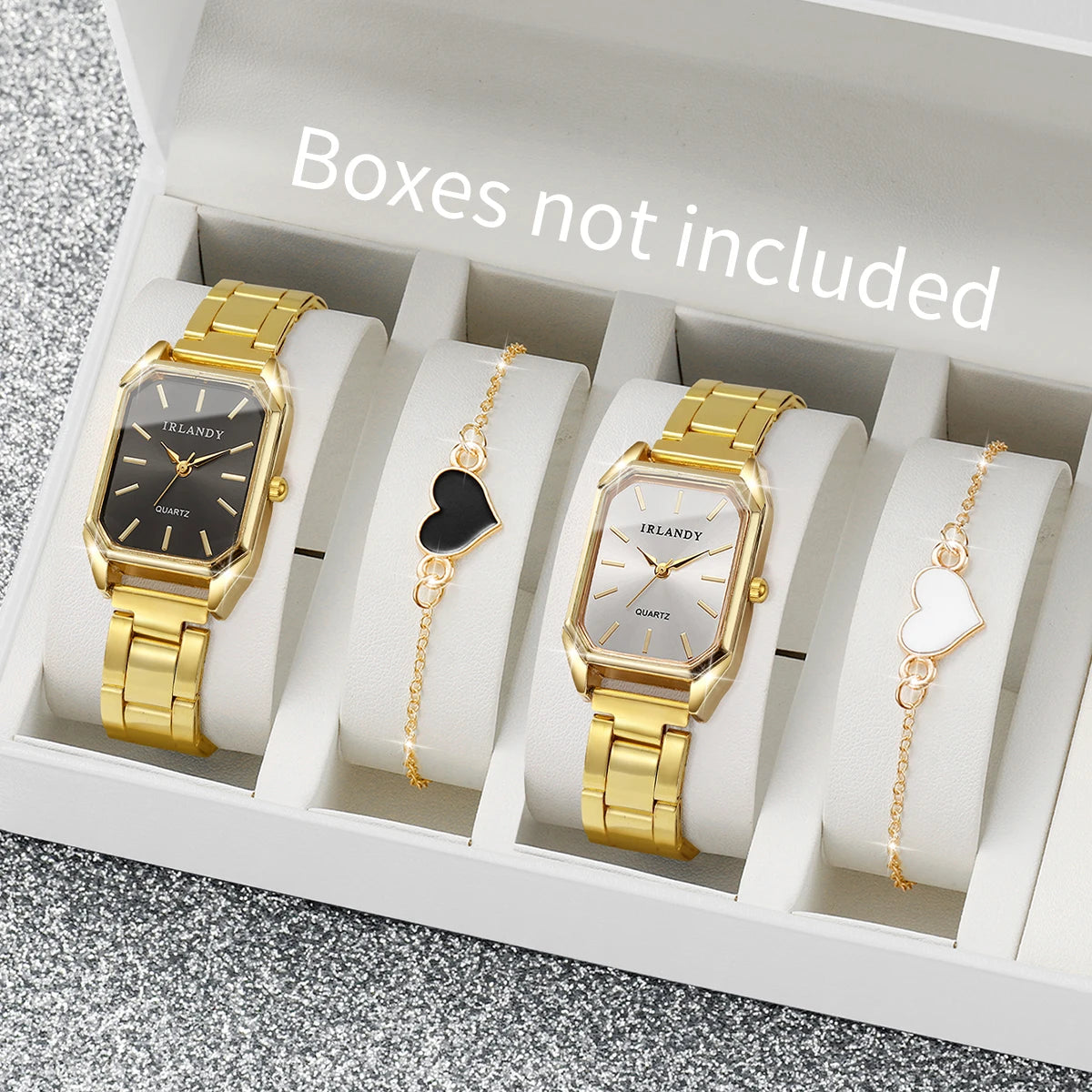 2/4PCS Women Fashion Rectangle Dial Wristwatch Ladies Alloy Strap Analog Quartz Watches With Bracelets Set(Without Box)