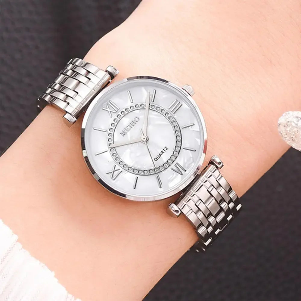 Luxo cristal feminino pulseira relógios marca moda strass senhoras relógio de quartzo aço feminino relógio de pulso montre femme relogio