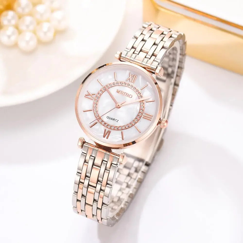 Luxo cristal feminino pulseira relógios marca moda strass senhoras relógio de quartzo aço feminino relógio de pulso montre femme relogio