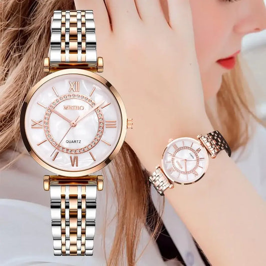 Luxo cristal feminino pulseira relógios marca moda strass senhoras relógio de quartzo aço feminino relógio de pulso montre femme relogio