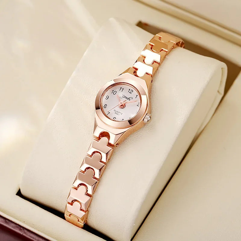 Mulheres elegantes relógios rosa ouro luxo pulseira de aço senhoras relógios de pulso feminino presentes relogio feminino reloj mujer