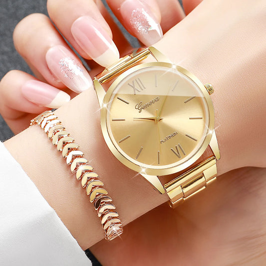 2 pçs/set luxo feminino relógios de quartzo moda roma dial senhoras relógio de pulso pulseira conjunto reloj mujer (sem caixa)