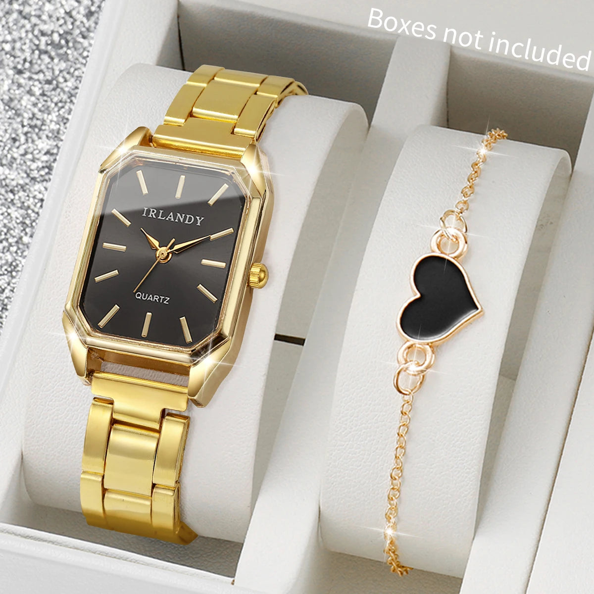 2/4PCS Women Fashion Rectangle Dial Wristwatch Ladies Alloy Strap Analog Quartz Watches With Bracelets Set(Without Box)