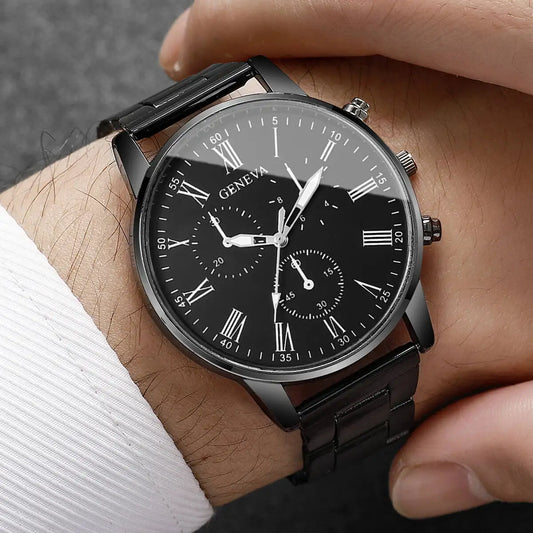 Moda masculina relógios de negócios luxo preto relógio de quartzo para homem relógio relogio masculino reloj hombre (sem caixa)