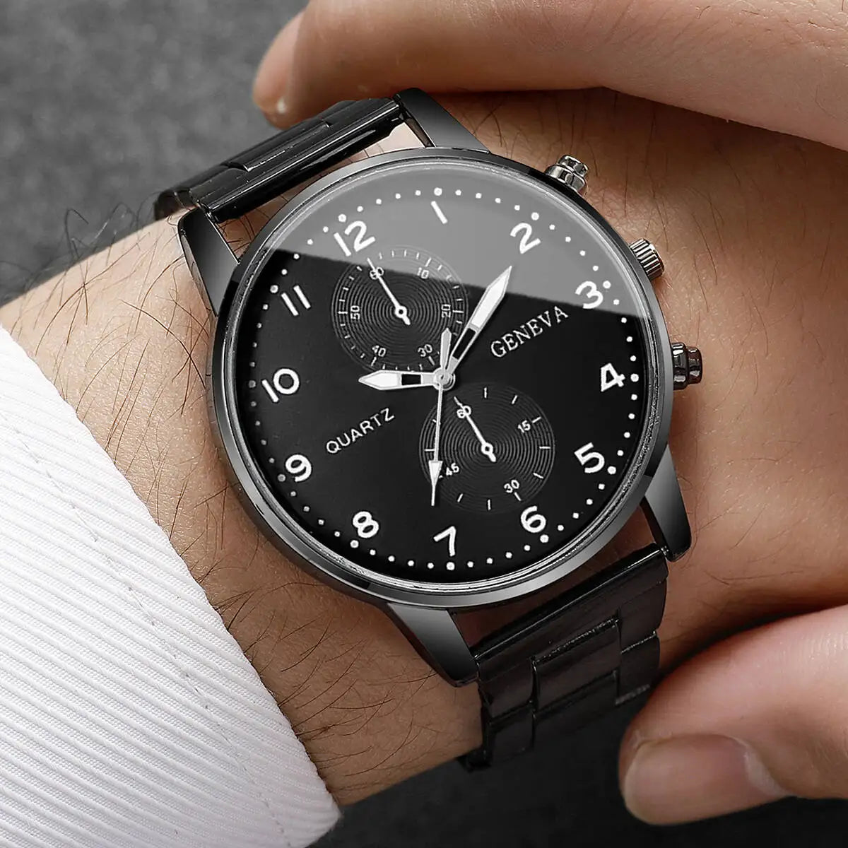 Moda masculina relógios de negócios luxo preto relógio de quartzo para homem relógio relogio masculino reloj hombre (sem caixa)