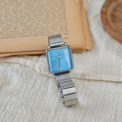 1 peça de ouro retro simples e elegante relógio feminino pulseira de aço inoxidável relógio de quartzo mostrador quadrado moda casual à prova dwaterproof água relógio feminino adequado para uso diário jantar e outras