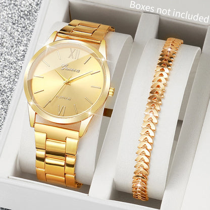 2 pçs/set luxo feminino relógios de quartzo moda roma dial senhoras relógio de pulso pulseira conjunto reloj mujer (sem caixa)